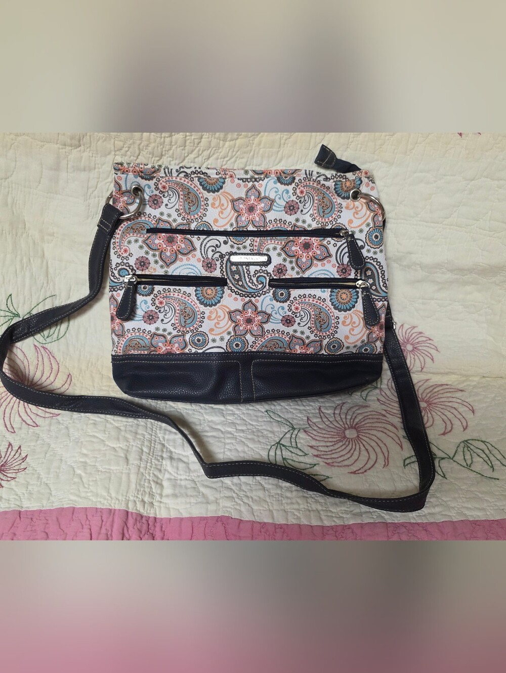 Stone & Co. Paisley Printed Multi-Pocket Crossbody Bag.